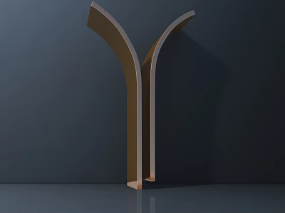 Modern Metallic Golden Archway With Double Curved Sleek Design And Minimal Dark Background 3d model
