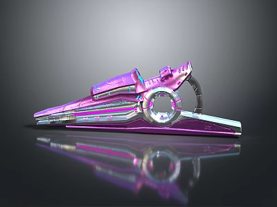 Futuristic Purple Pink Metallic Weapon With Ring Structure And Hi Tech Design 3d model