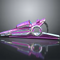 Futuristic Purple Pink Metallic Weapon With Ring Structure And Hi Tech Design