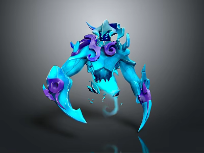3D Mythical Monster Character Model With Blue Purple Sharp Claws And Intricate Details 3d model