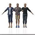 Three Men Standing With Arms Outstretched In Different Casual Outfits