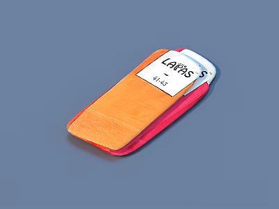 LePAS Adhesive Bandage With Orange Pink Design And 48-05 Label On Blue Background 3d model