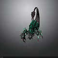 Green And Purple Mythical Scorpion Creature With Sharp Claws Spiked Back And Curved Tail