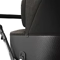 Black Baby Stroller With Four Wheels Metal Frame And Black Canopy Seat