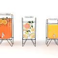 Glass Drink Dispensers with Metal Stands Fruit Infusions and Lemon Slices