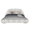 Modern White Upholstered Double Bed With Cozy Pillows And Soft Blanket 3d model