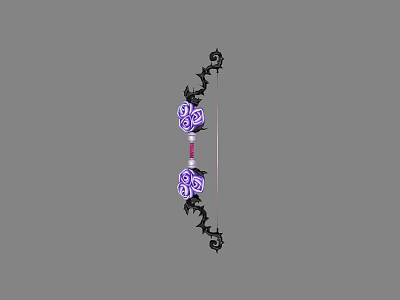 Decorative Bow Weapon With Black Ornamental Details Purple Patterns And Red Central Section Design 3d model