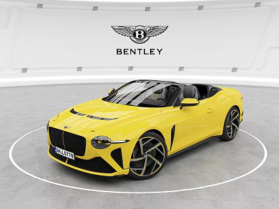 Bentley Yellow Convertible Car Featuring Open Top Design And Stylish Wheels 3d model