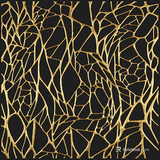 Modern Decorative Partition With Golden Irregular Mesh Texture On Black Background 3d model 
