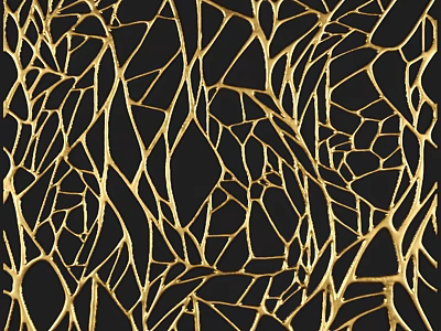 Modern Decorative Partition With Golden Irregular Mesh Texture On Black Background 3d model