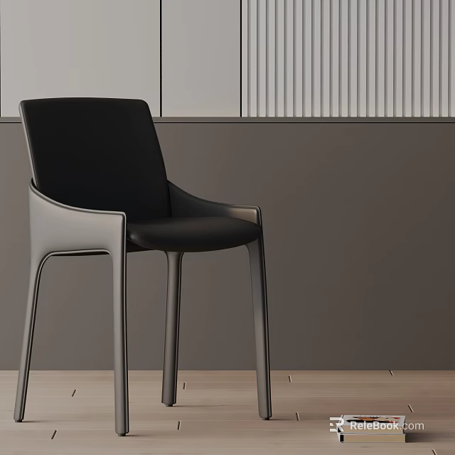 Modern Black Leather Dining Chair With Metal Frame And Sleek Modern Design 3d model 
