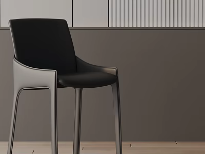 Modern Black Leather Dining Chair With Metal Frame And Sleek Modern Design 3d model