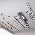 Ceiling Mounted Clothes Drying Equipment With Various Racks Metal Rods And Hangers