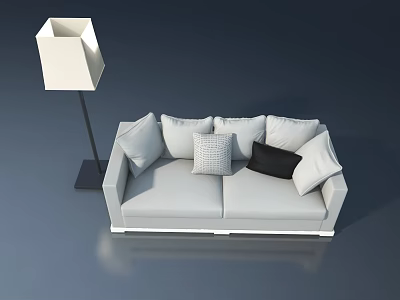Modern Living Room Interior With White Sofa Hinged Door And Floor Lamp 3d model