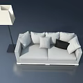 Modern Living Room Interior With White Sofa Hinged Door And Floor Lamp