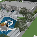 Modern Sales Office Building With Glass Curtain Wall Curved Design And Natural Landscape Surroundings