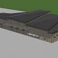 Contemporary Hotel Building With Sloped Black Roof And Large Glass Facades