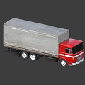 Red Cargo Truck With Canvas Covered Bed For Commercial Transport