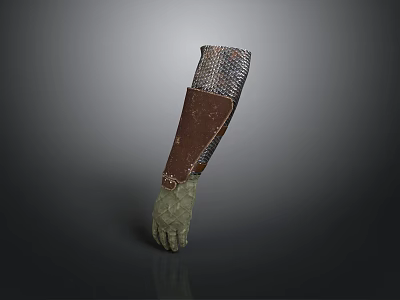 Bionic Prosthetic Arm With Metal Mesh Leather And Green Hand Design 3d model