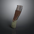 Bionic Prosthetic Arm With Metal Mesh Leather And Green Hand Design