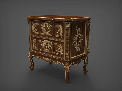 Classic Entryway Console Cabinet With Ornate Carvings And Decorative Wooden Details 3d model
