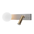 Modern Wall Lamp With White Spherical Globe And Golden Adjustable Lamp Head