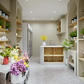 Elegant Florist Shop With Fresh Flowers Green Plants And Marble Countertop