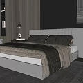 Modern Bedroom Interior With Wooden Paneling King Bed Nightstands And Area Rug
