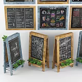 Decorative Chalkboard Menu Boards With Wooden Frames And Various Designs 3d model