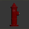 Red Fire Hydrant Standing With Detailed Top Cap And Side Outlet On Smooth Dark Surface