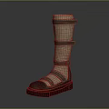 High Top Shoes with Straps Knit Upper and Thick Dark Sole for Casual Daily Wear