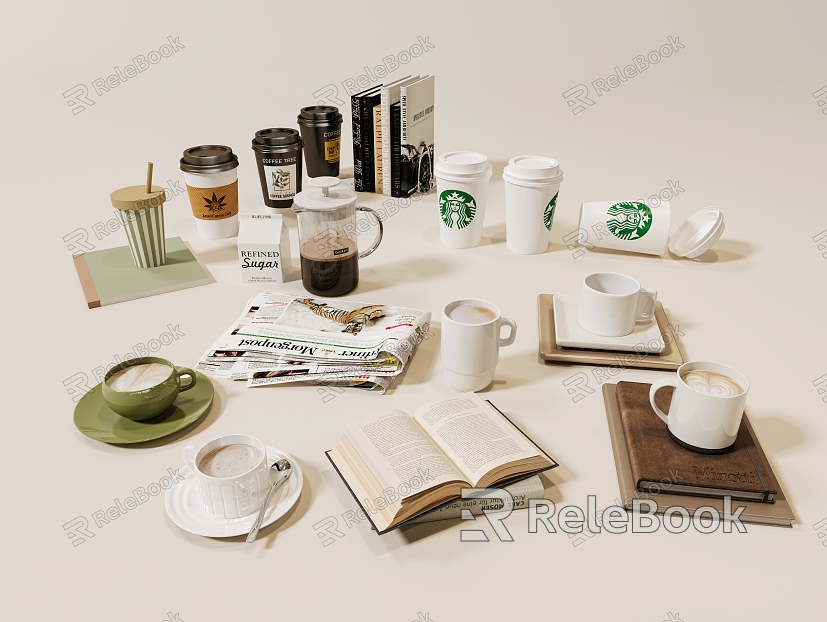 Modern Coffee Cup Coffee Cup Cup Decorations Starbucks Books model