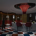 Modern Cinema Interior With Red Seats Round Tables Pendant Lights And Wooden Walls