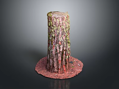 Artistic Tree Trunk With Colorful Bark Texture And Round Base Decoration 3d model