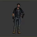 3D Male Character Wearing Gray Hoodie Backpack Tools Jeans and Yellow Boots as Bio Figure