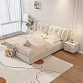Cozy Double Bed In Light Filled Bedroom With Nightstand And Decor