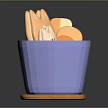 Daily Life Essentials Blue Cup With Wooden Tray Holding Biscuits And Bread Slices
