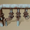 Rusted Metal Pipes With Vintage Valves And Industrial Texture