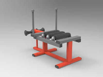 Fitness Leg Trainer Machine With Red Frame And Gray Rollers For Strength Training 3d model