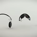 Three Black Over Ear Headphones Displayed From Different Angles On Grey Background 3d model
