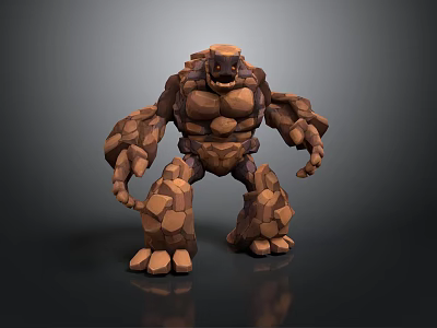 Stone Giant Sculpture With Block Like Stone Structure Standing Pose Fantasy 3D Art 3d model