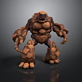 Stone Giant Sculpture With Block Like Stone Structure Standing Pose Fantasy 3D Art