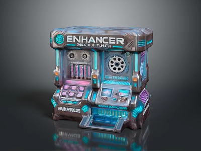 Futuristic Mecha Tech Computer Enhancer With Subwave Control Panel And Neon Lights 3d model