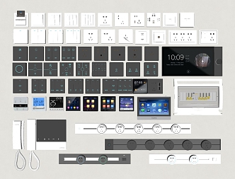 Modern switch intelligent switch socket rail socket combination 3d model