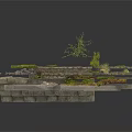 Modern Garden Landscape Design With Stone Structures Green Plants And Slate Paving