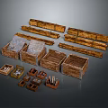 Wooden Storage Furniture With Various Sizes Crates And Divided Boxes