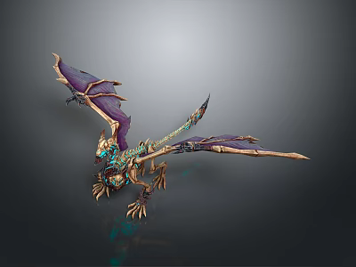 Ornate Fantasy Dragon Character With Purple Gold Scales Winged Design And Clawed Features 3d model
