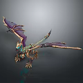 Ornate Fantasy Dragon Character With Purple Gold Scales Winged Design And Clawed Features