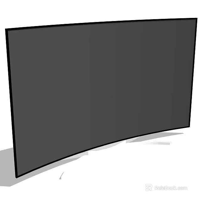 Curved Black Television with Sleek Modern Design and High Definition 3d model 