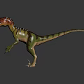 Colorful Theropod Dinosaur In Standing Pose With Open Mouth Sharp Claws And Vibrant Skin